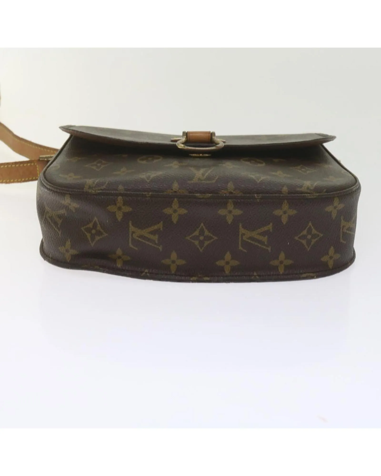 Monogram Canvas Shoulder Bag with Adjustable Strap and Interior Pocket