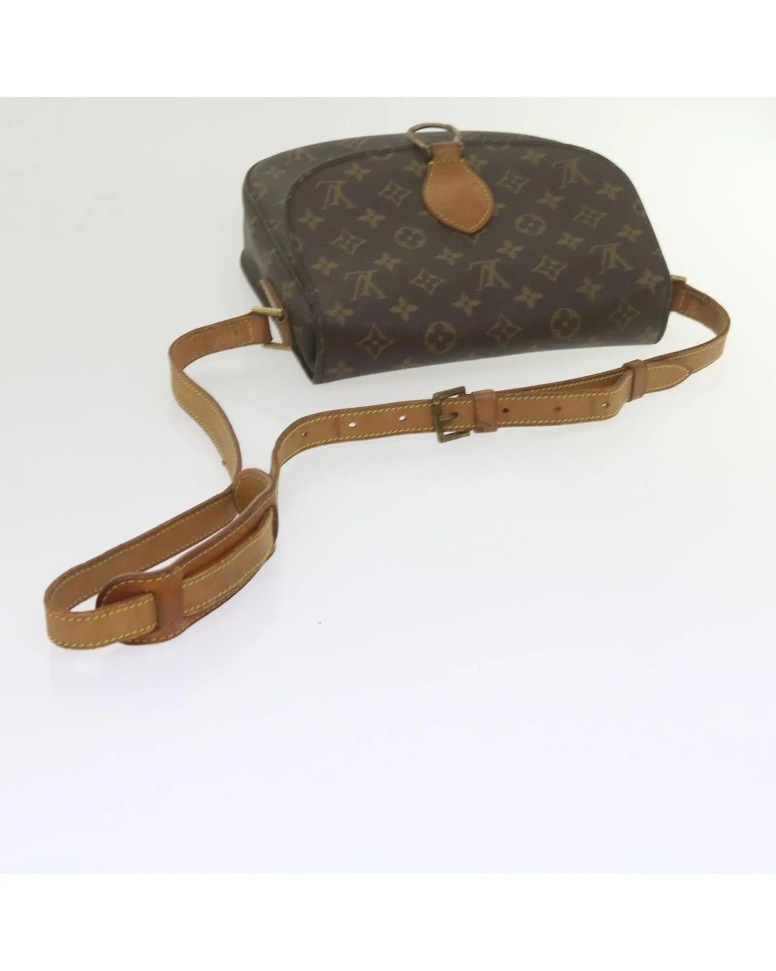 Monogram Canvas Shoulder Bag with Adjustable Strap and Interior Pocket