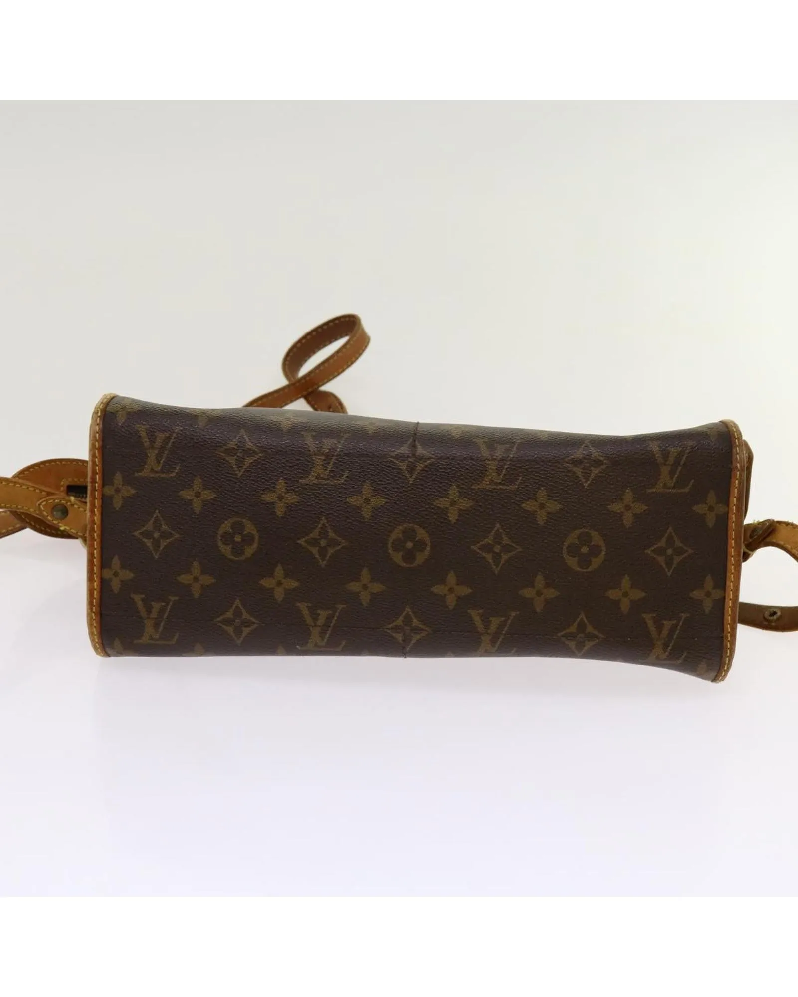 Monogram Shoulder Bag with Long Strap in Canvas Material