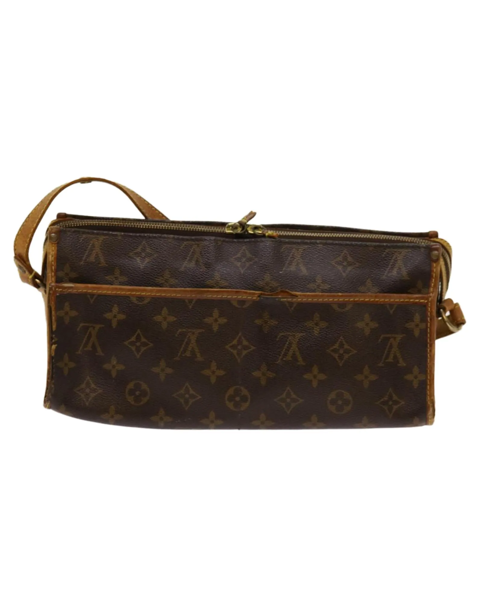 Monogram Shoulder Bag with Long Strap in Canvas Material