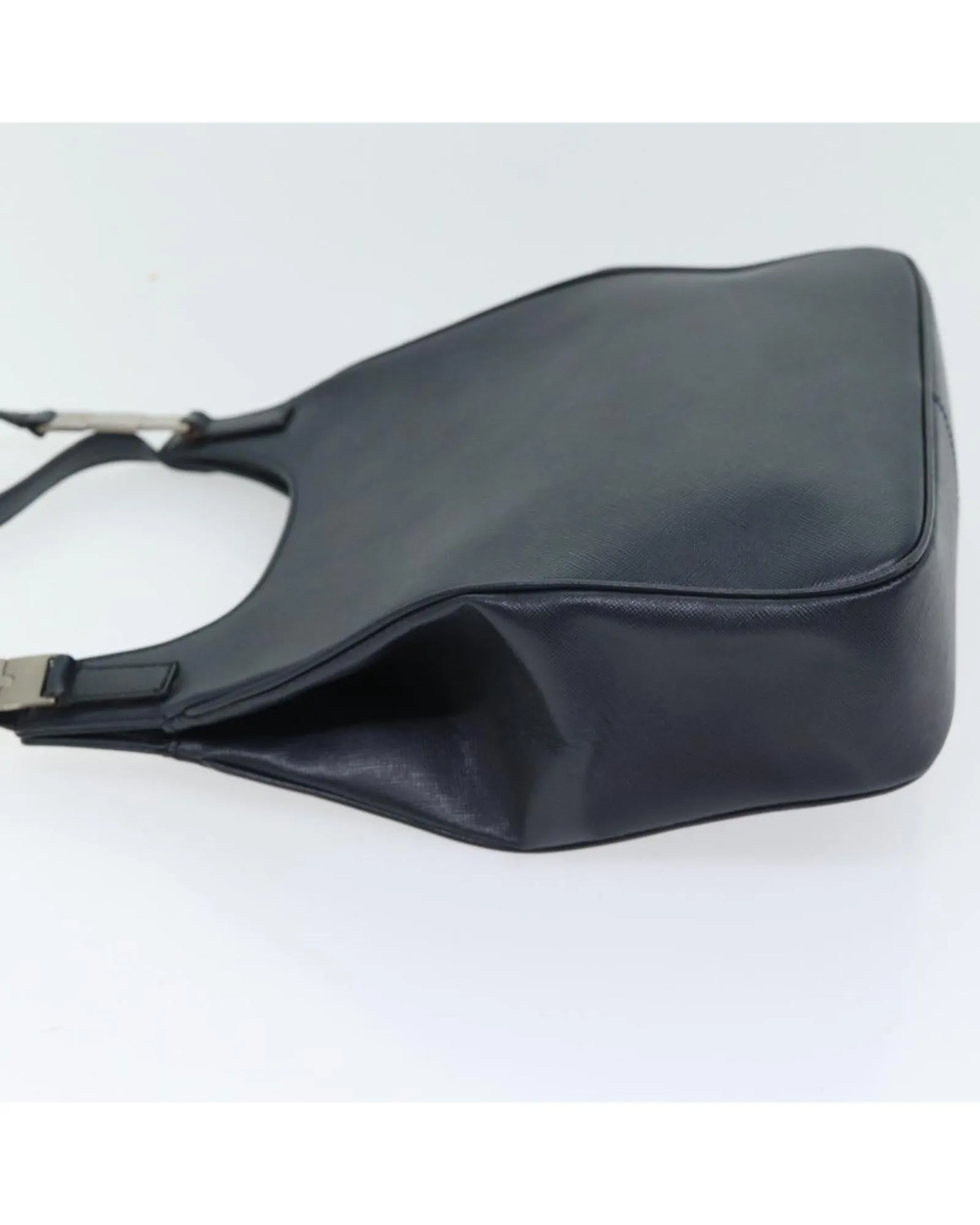 Navy Leather Shoulder Bag with 13.8 Drop