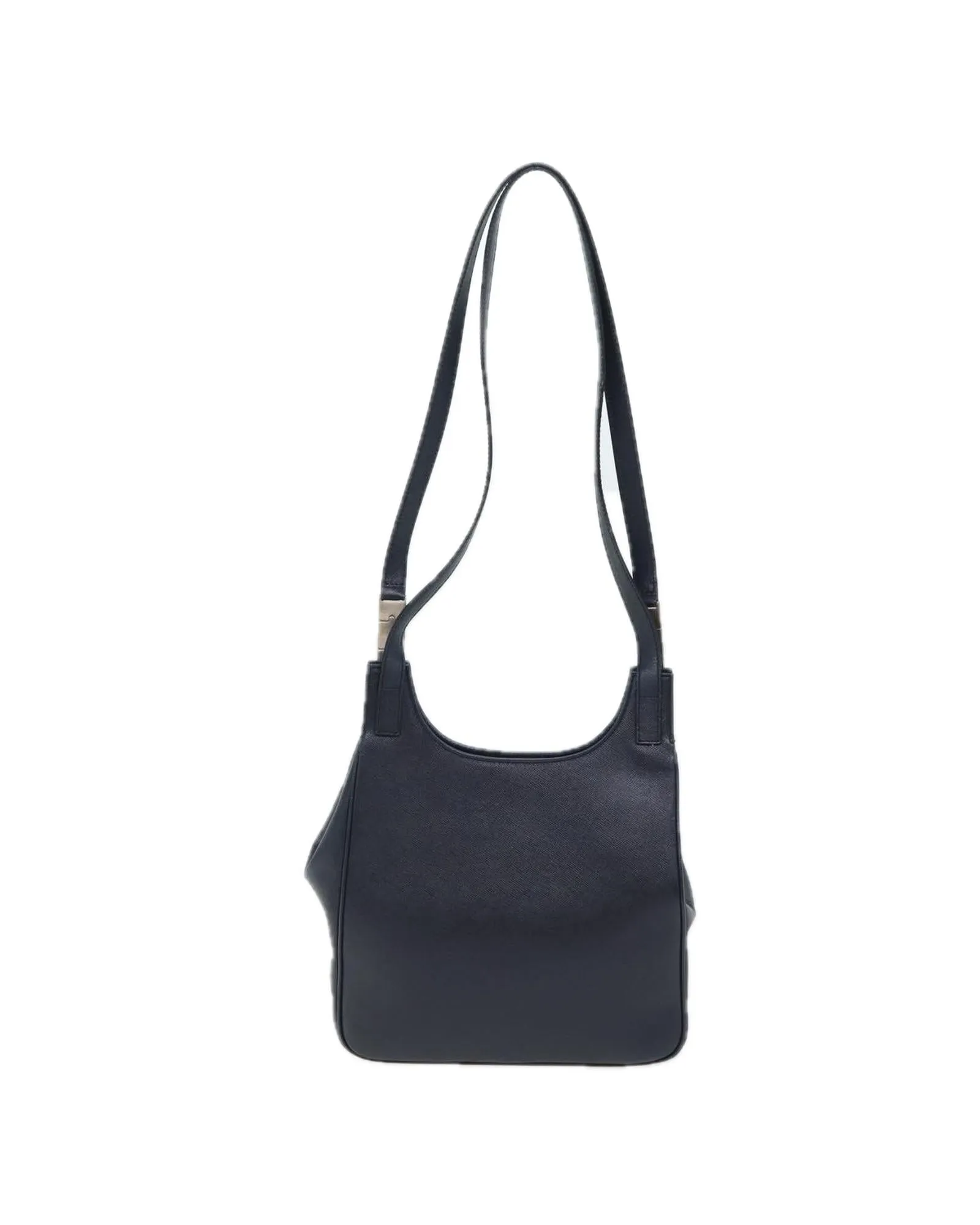 Navy Leather Shoulder Bag with 13.8 Drop