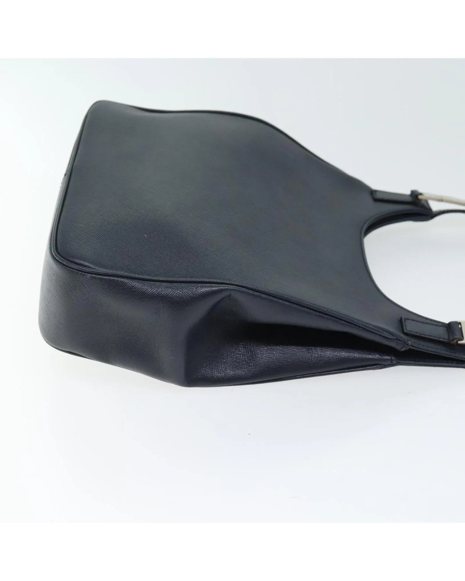 Navy Leather Shoulder Bag with 13.8 Drop