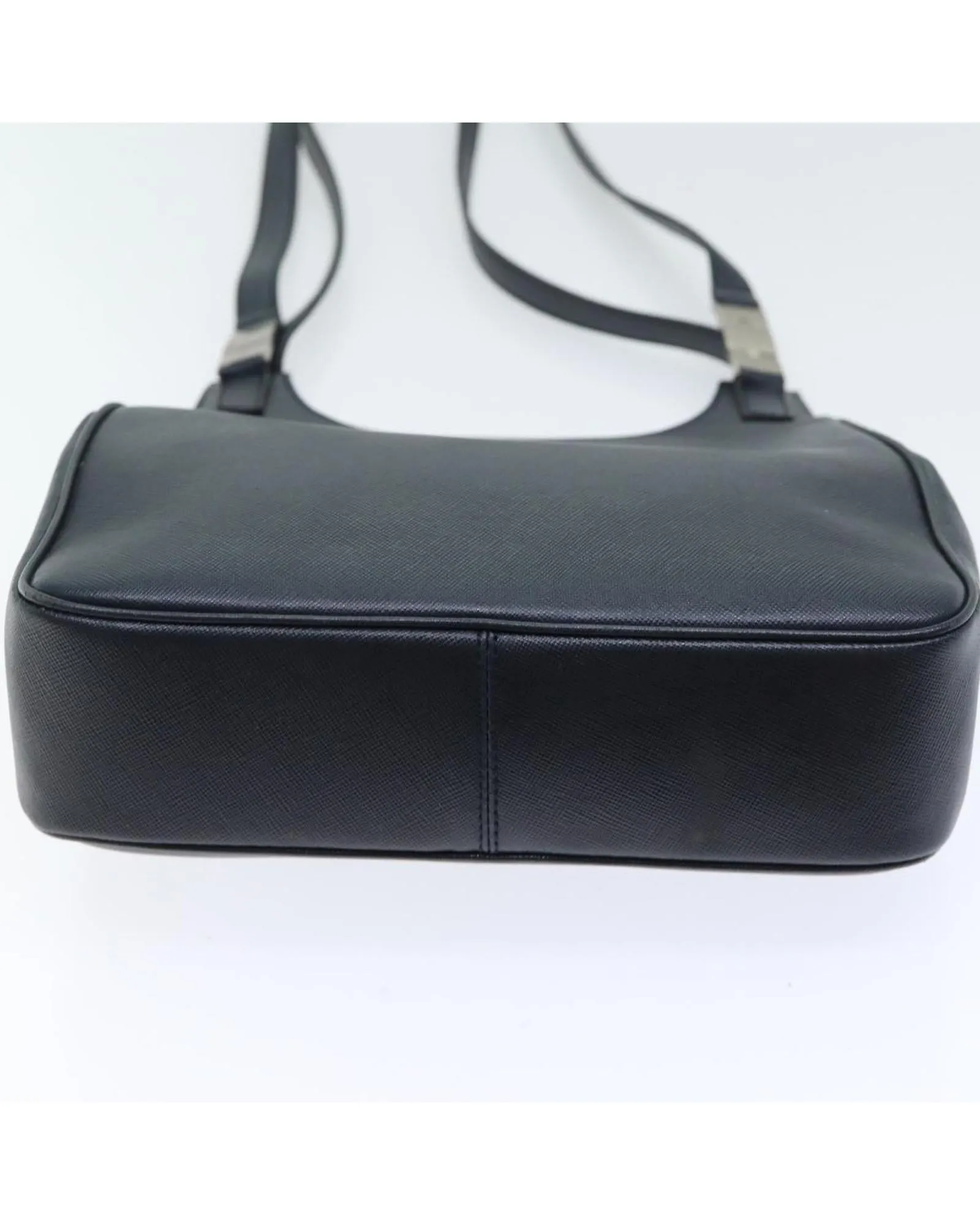 Navy Leather Shoulder Bag with 13.8 Drop