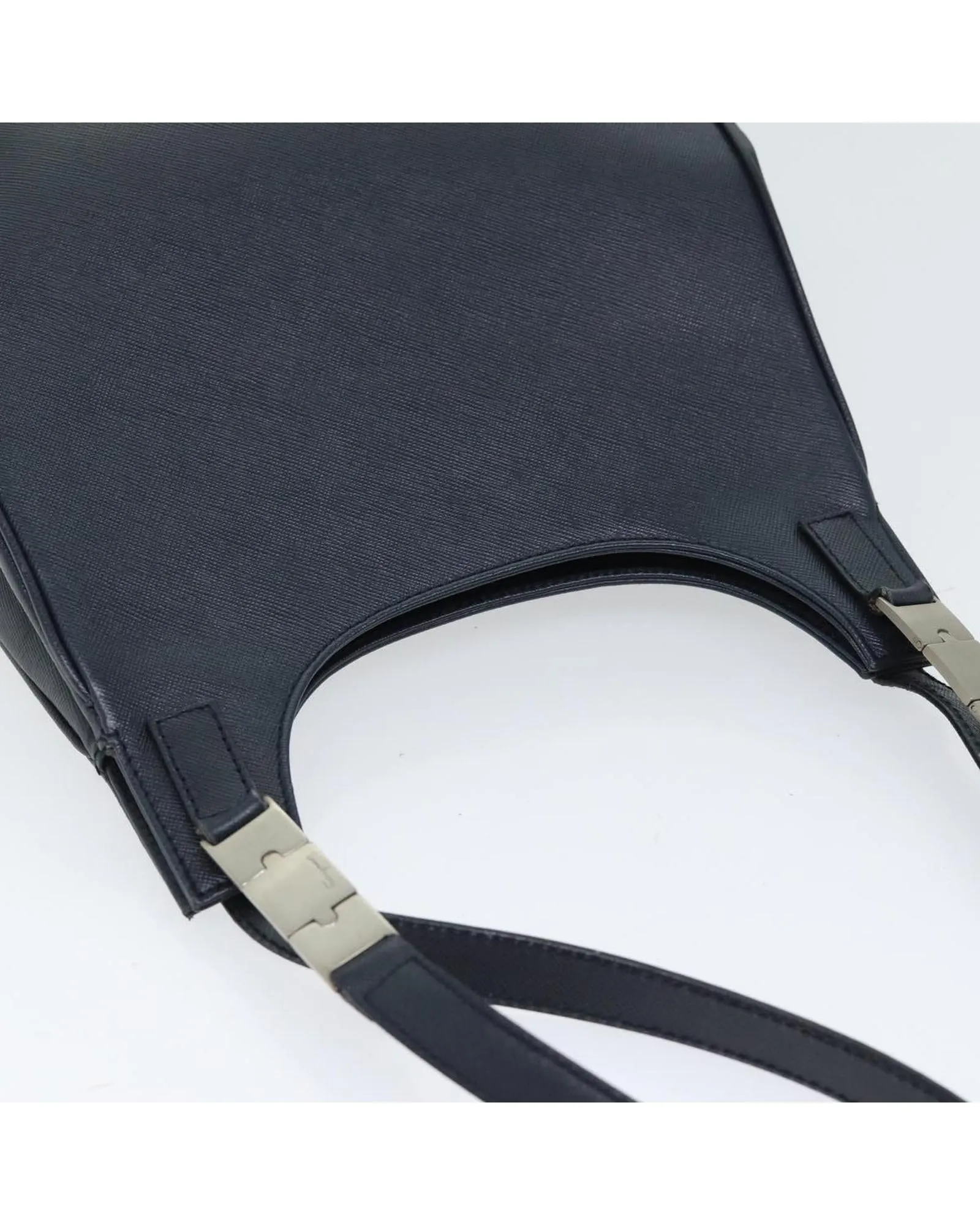 Navy Leather Shoulder Bag with 13.8 Drop