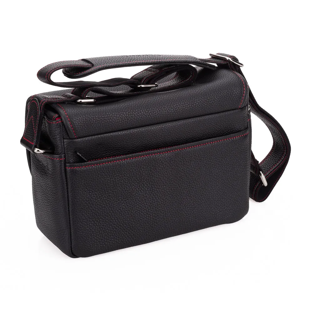 Oberwerth M Camera Bag, Edward, Black with Red Stitching