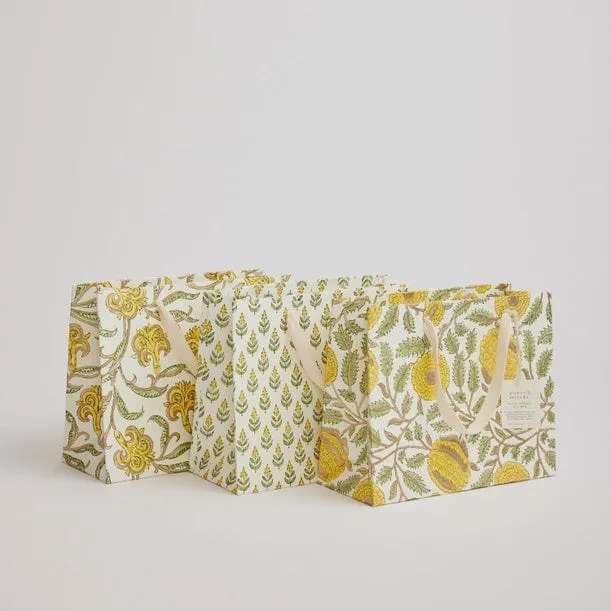 Paper Mirchi Hand Block Printed Medium Gift Bag Sunshine