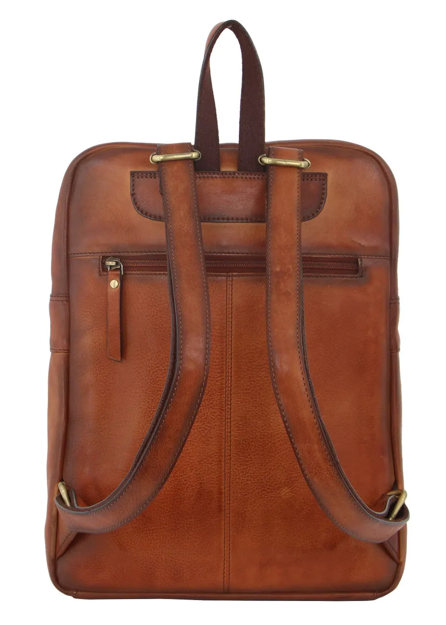 Pierre Cardin Burnished Leather Multi-Compartment Laptop Backpack PC3332 Cog