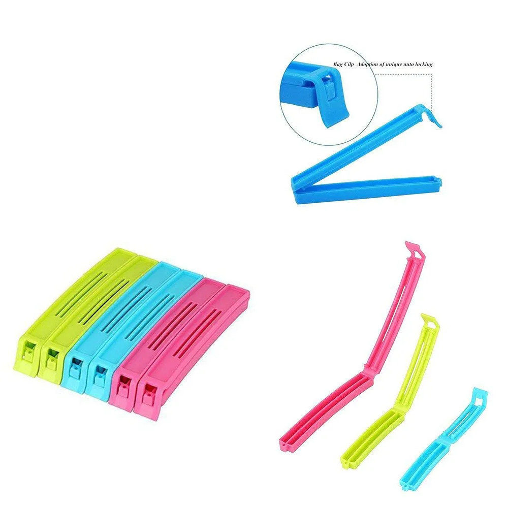 Plastic Snack Bag Clip Sealer Set (18 Pcs, Multicolour)