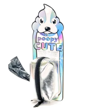 poopyCUTE | Cute Poop Bag Holder | METALLIC Silver