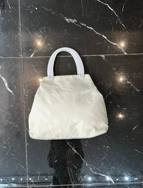 Prada Cream Nylon Hand Bag