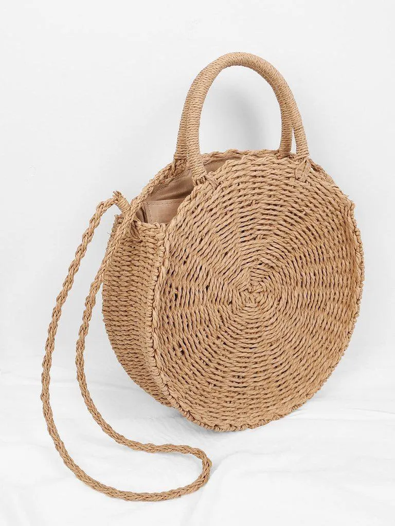 Round Straw Tote Bag