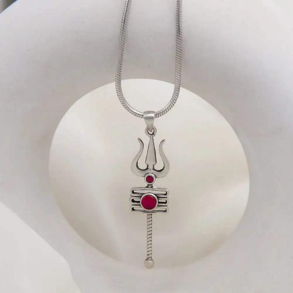 Silver 92.5 Mens Trishul pendant