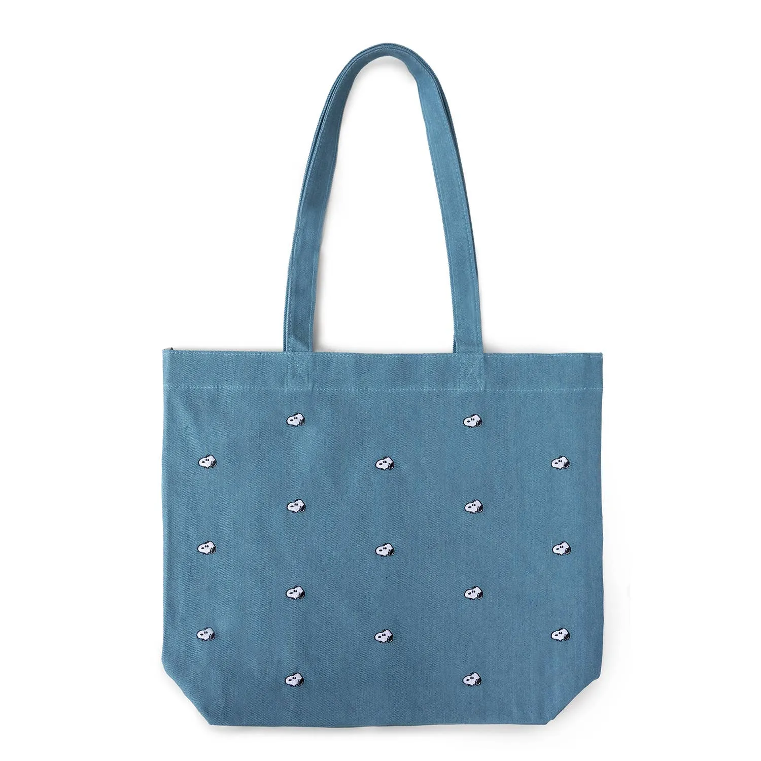 Snoopy Embroidered Tote Bag in Denim