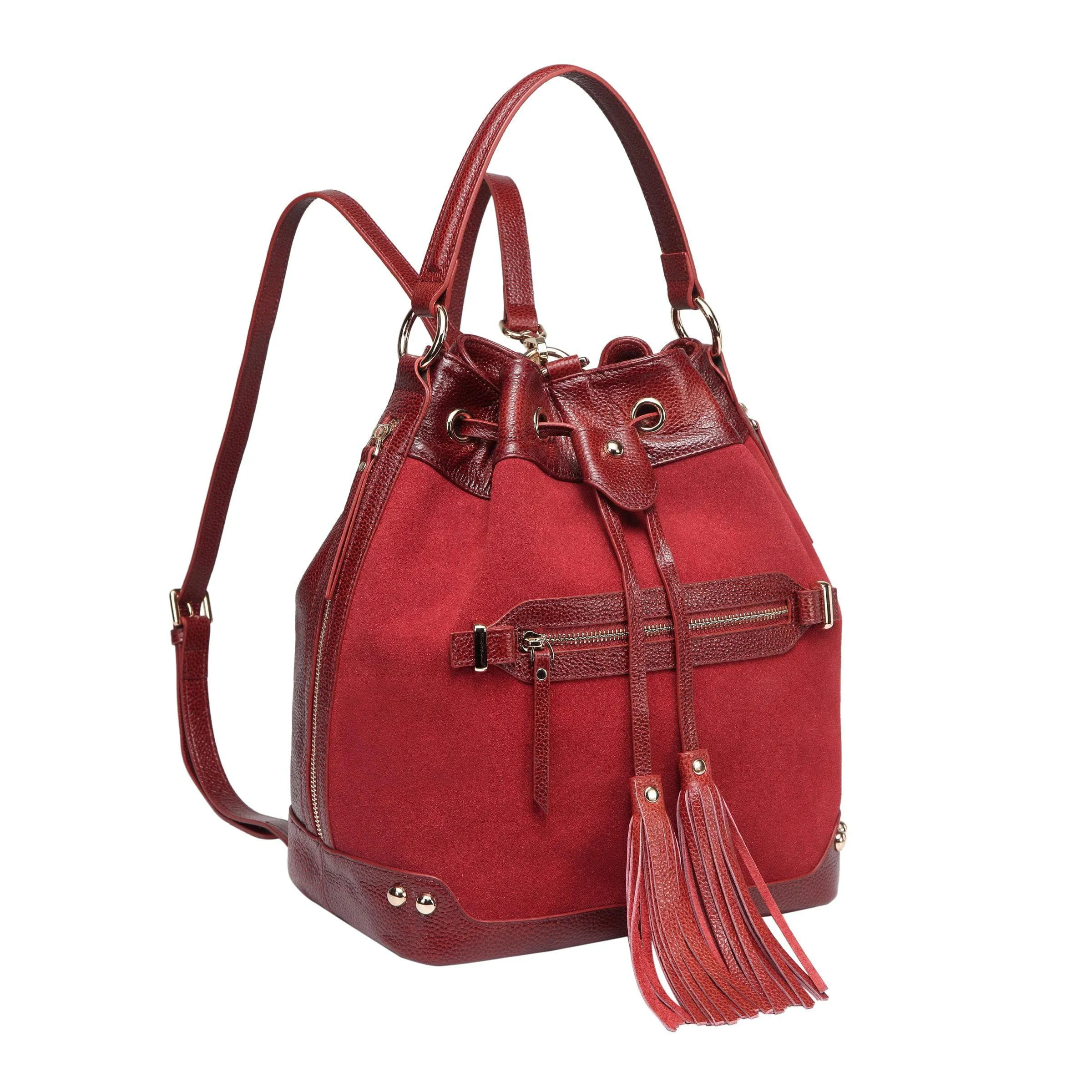 Sonia Suede Leather Bucket bag/ Backpack