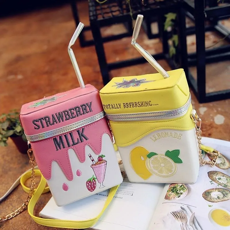 Strawberry Milk Carton Bag