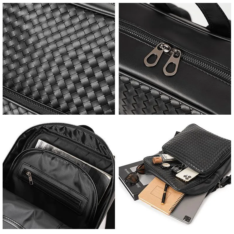 Upgraded Hand-Woven Business Casual Backpack Korean Style Fashion Men's Bag Business Bag Computer Backpack