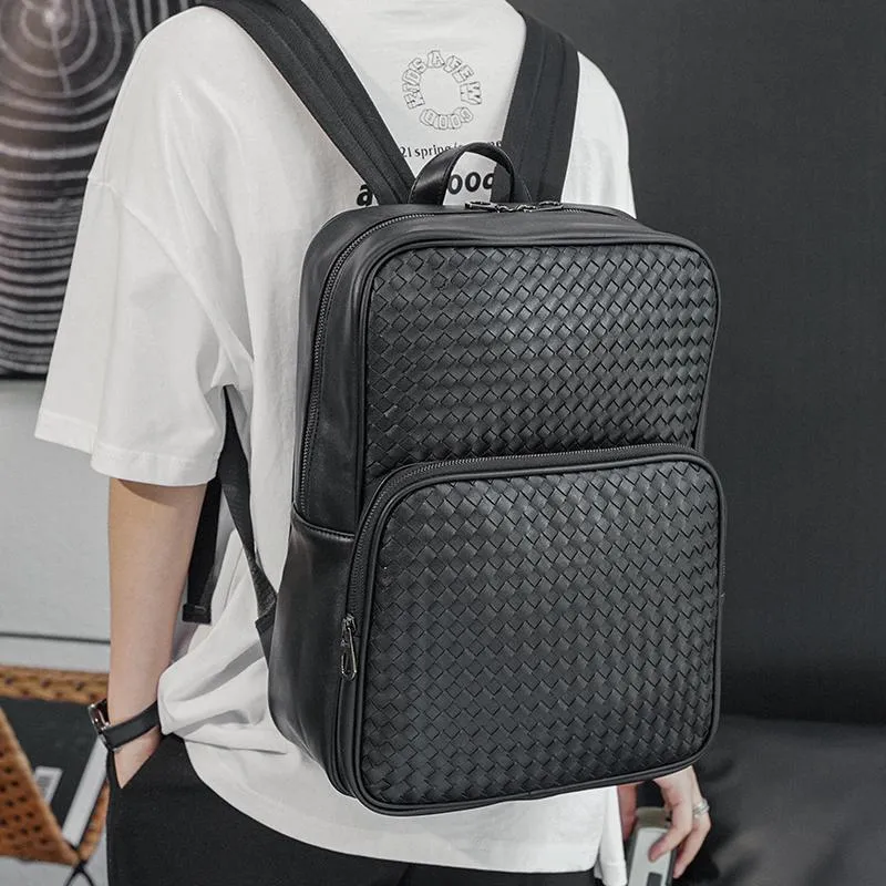 Upgraded Hand-Woven Business Casual Backpack Korean Style Fashion Men's Bag Business Bag Computer Backpack