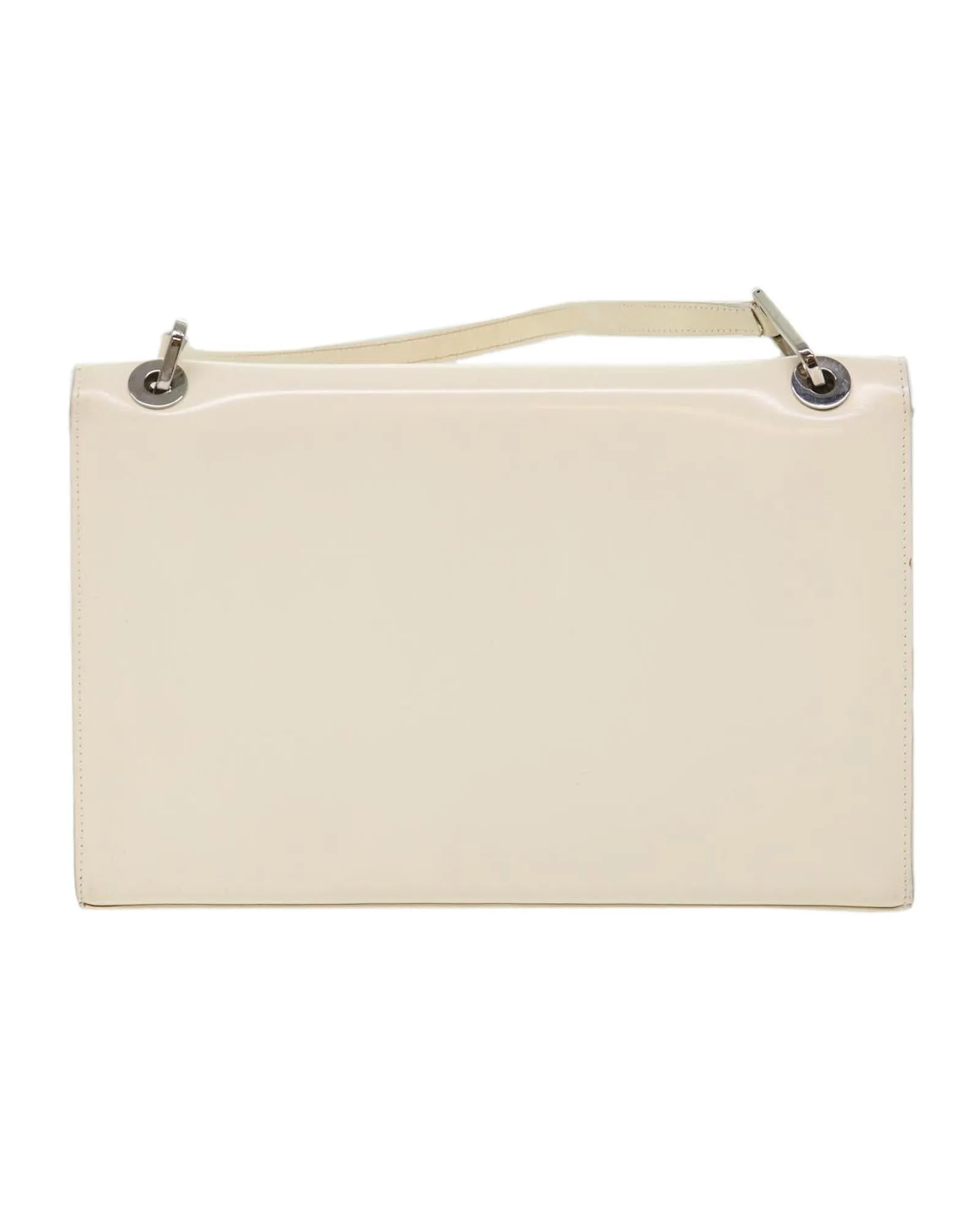 White Leather Shoulder Bag with Shoulder Drop 25cm