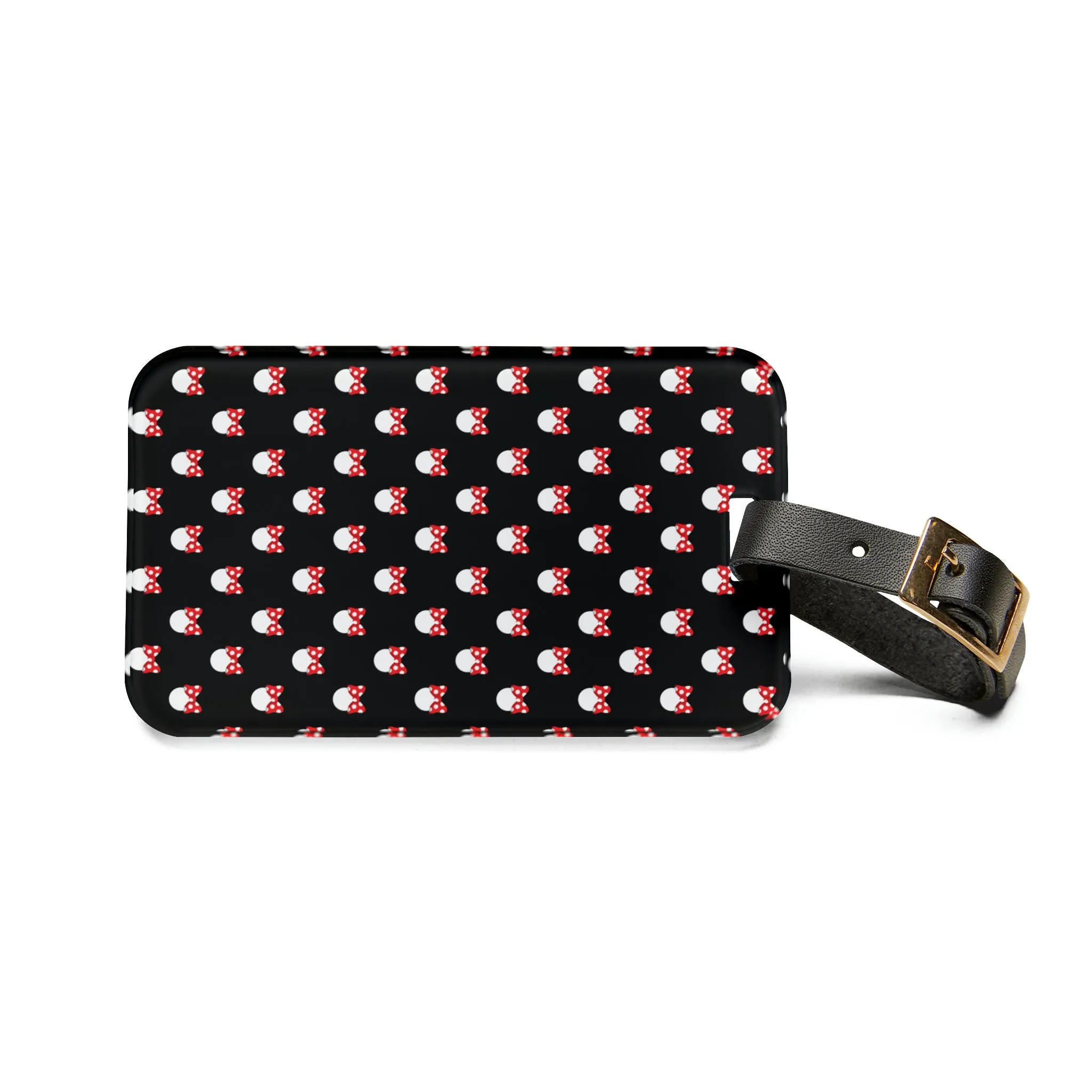 White Polka Dot Red Bow Luggage Tag