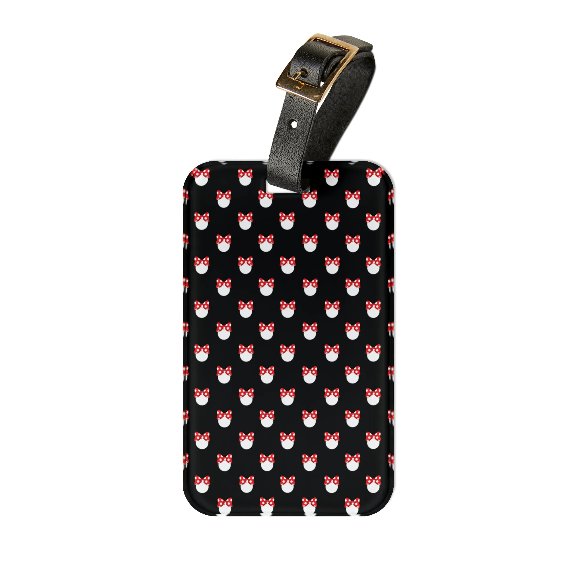 White Polka Dot Red Bow Luggage Tag