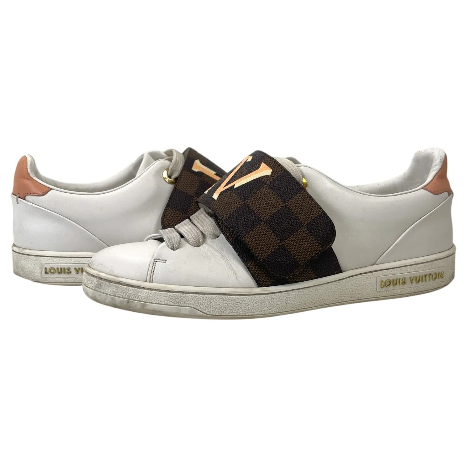 Women's Damier Ebene Front Row Low Trainers White Size EU 36 / UK 3