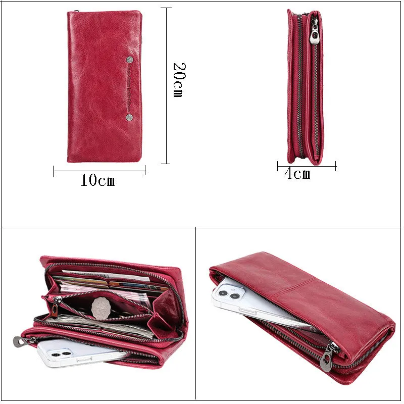 Women's Leather Wallet Hand Bag Purse Card Package Clutch Bag Storage Bag For Gift