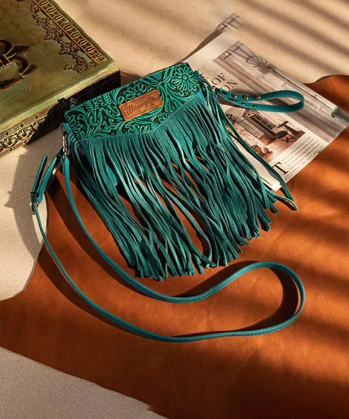 Wrangler Teal Fringe Crossbody Bag