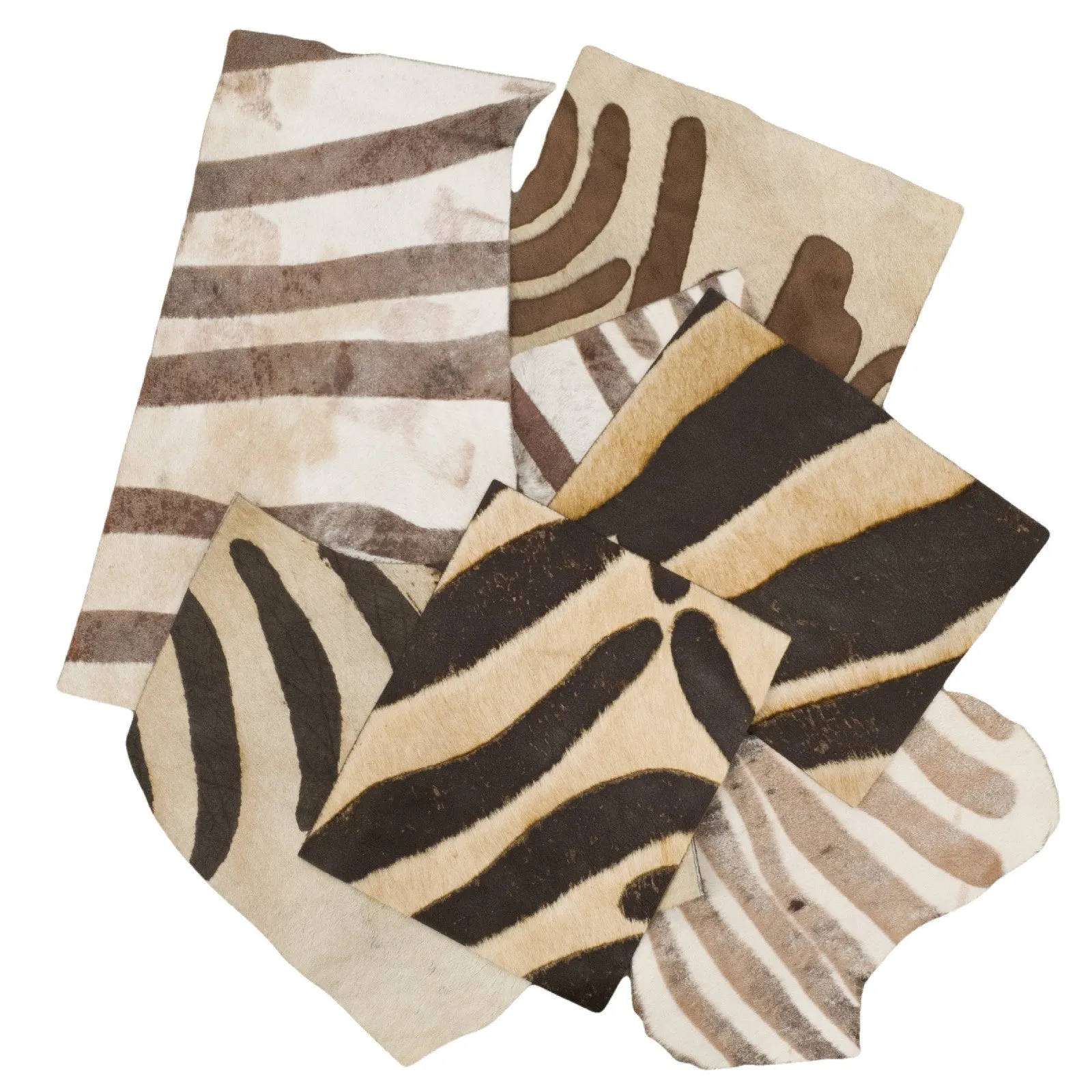 Zebra Print Hair On Cow, Scrap Mix, 1-3 oz 1 pound Bag